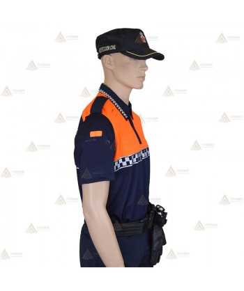 Polo de manga corta con damero reflectante para Protección Civil