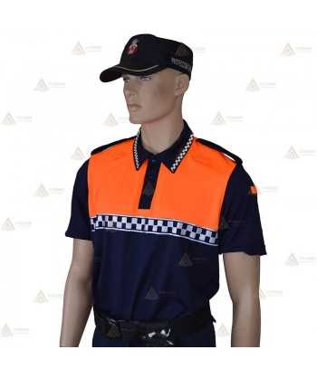 Polo de manga corta con damero reflectante para Protección Civil
