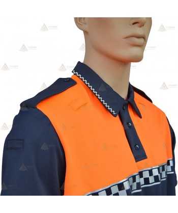 Polo de manga corta con damero reflectante para Protección Civil
