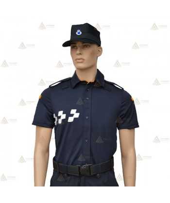 Polo monocolor de manga corta con cinta damero para Protección Civil