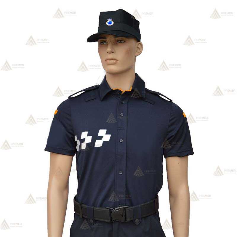 Polo monocolor de manga corta con cinta damero para Protección Civil