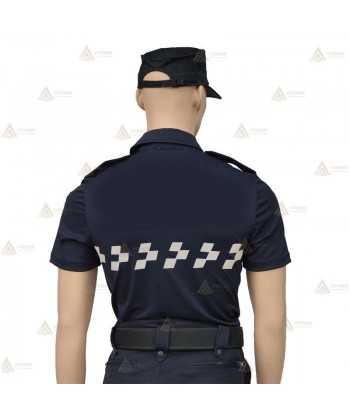 Polo monocolor de manga corta con cinta damero para Protección Civil
