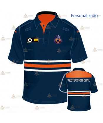Polo de manga corta con cintas reflectantes para Protección Civil