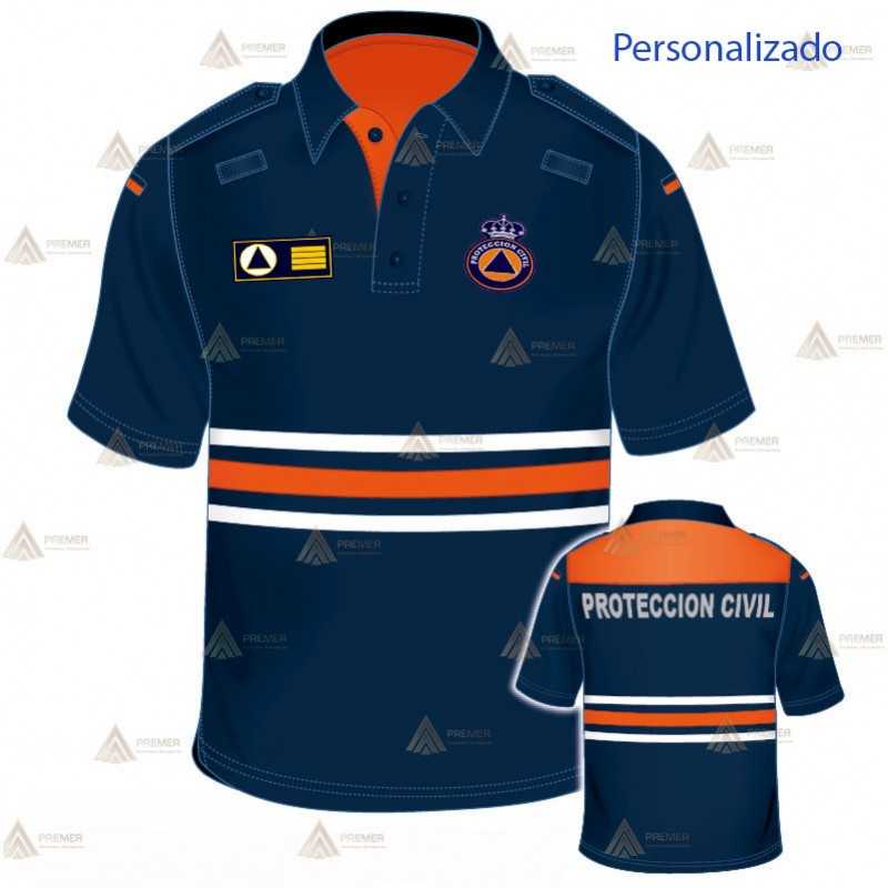 Polo de manga corta con cintas reflectantes para Protección Civil