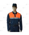 Polo bicolor de manga larga con damero para Protección Civil