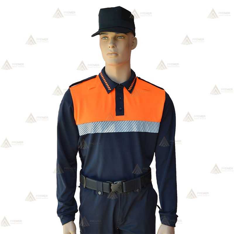 Polo térmico de manga larga con cinta reflectante segmentada para Protección Civil
