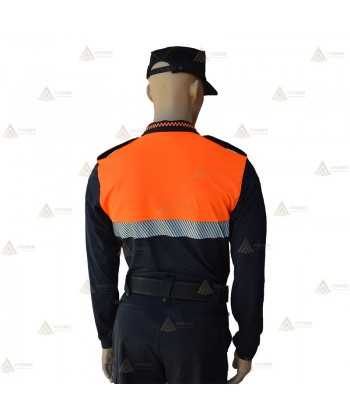 Polo térmico de manga larga con cinta reflectante segmentada para Protección Civil