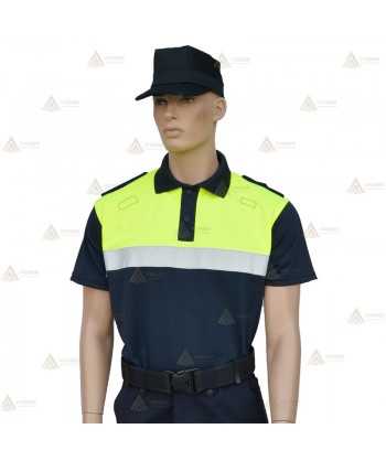 Polo bicolor de manga corta con cinta reflectante para Policía