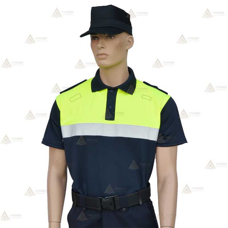 Polo bicolor de manga corta con cinta reflectante para Policía