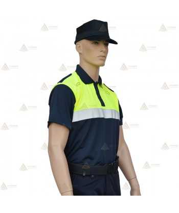 Polo bicolor de manga corta con cinta reflectante para Policía