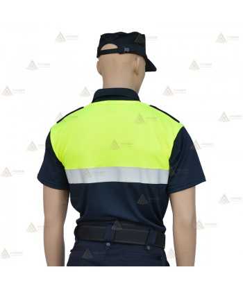 Polo bicolor de manga corta con cinta reflectante para Policía