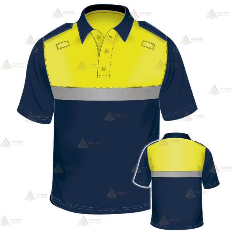 Polo bicolor de manga corta con cinta reflectante para Policía