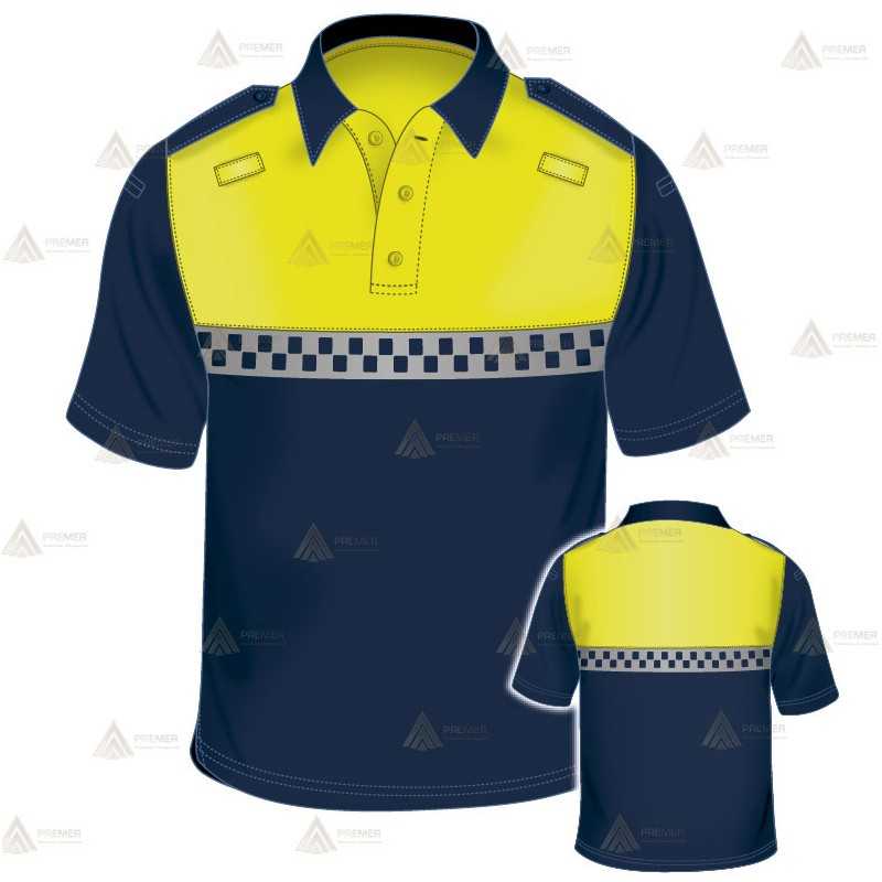 Polo de manga corta con damero reflectante para Policía