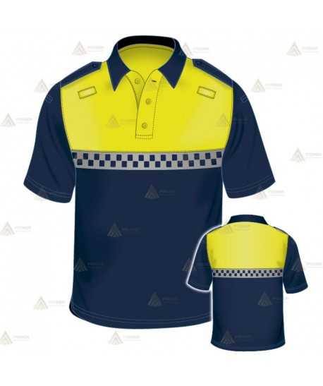 Polo de manga corta con damero reflectante para Policía