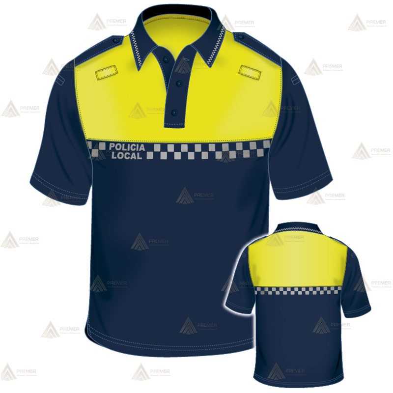 Polo de manga corta con damero reflectante para Policía