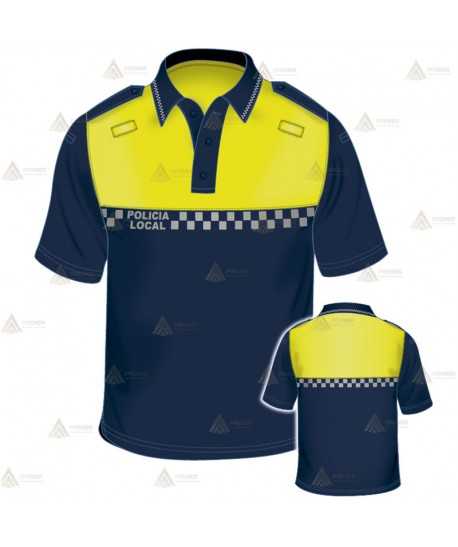 Polo de manga corta con damero reflectante para Policía