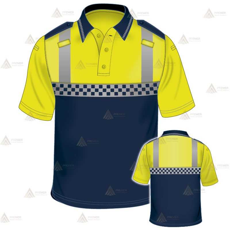 Polo de manga corta con damero reflectante para Policía