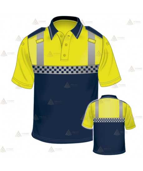 Polo de manga corta con damero reflectante para Policía