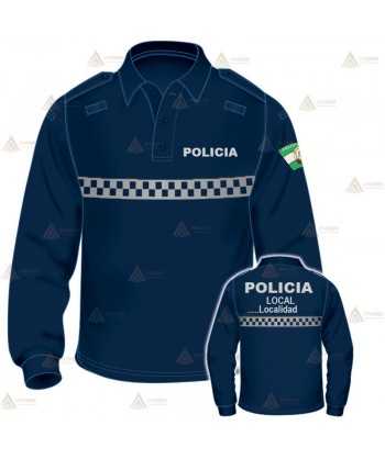Polo mono color de manga larga para Policía Local de Andalucía azul marino
