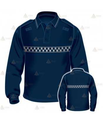 Polo de manga larga con damero reflectante para Policía