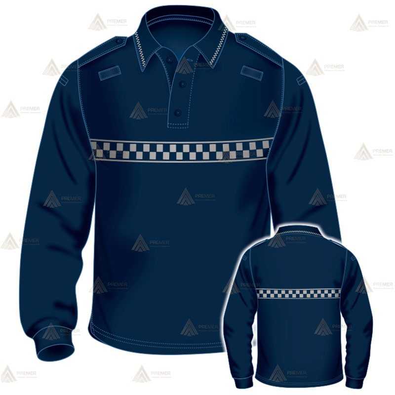 Polo de manga larga con damero reflectante para Policía