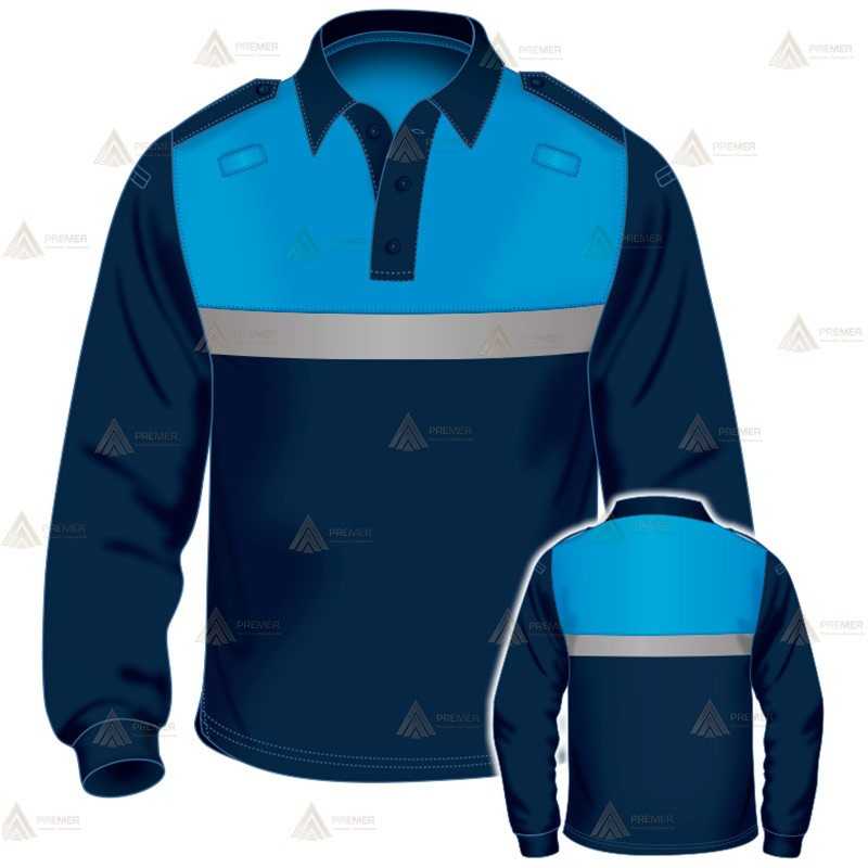 Polo bicolor de manga larga con cinta reflectante para Policía Local