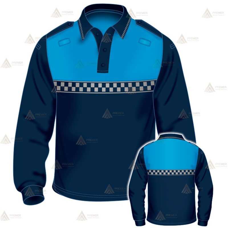 Polo bicolor de manga larga con damero reflectante para Policía Local