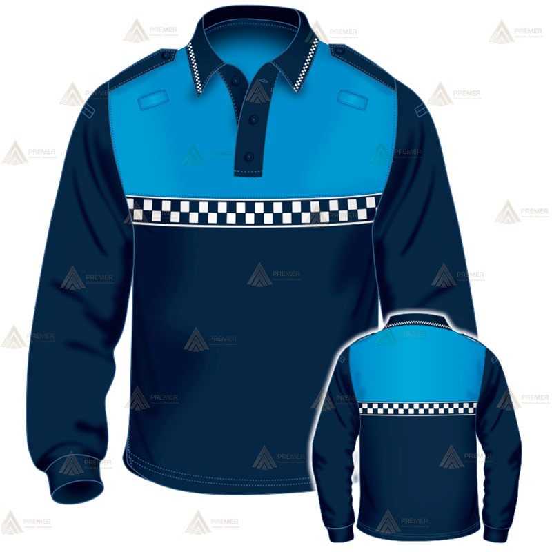 Polo de manga larga con damero blanco reflectante para Policía Local