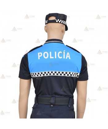 Polo bicolor de manga corta con damero reflectante color blanco para Policía Local de Castilla León