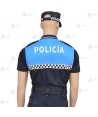 Polo bicolor de manga corta con damero reflectante color blanco para Policía Local de Castilla León