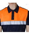 Polo bicolor de manga corta con cinta reflectante color plata para Protección Civil
