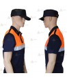 Polo bicolor de manga corta con cinta reflectante color plata para Protección Civil