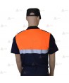 Polo bicolor de manga corta con cinta reflectante color plata para Protección Civil