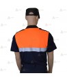 Polo bicolor de manga corta con cinta reflectante color plata para Protección Civil