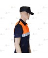 Polo bicolor de manga corta con cinta reflectante color plata para Protección Civil
