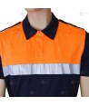 Polo bicolor de manga corta con cinta reflectante color plata para Protección Civil