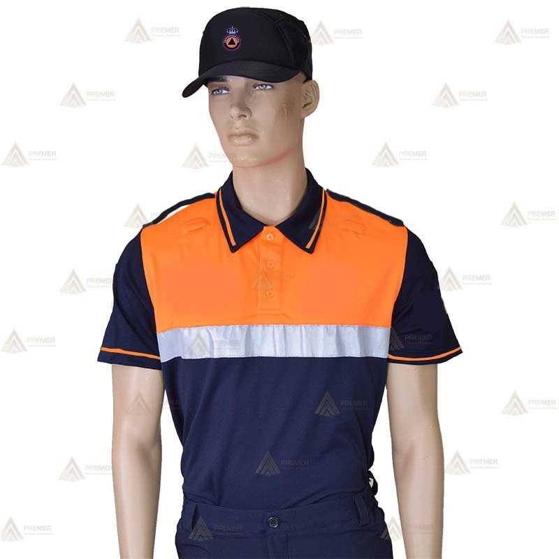 Polo de manga corta con cinta reflectante para Protección Civil
