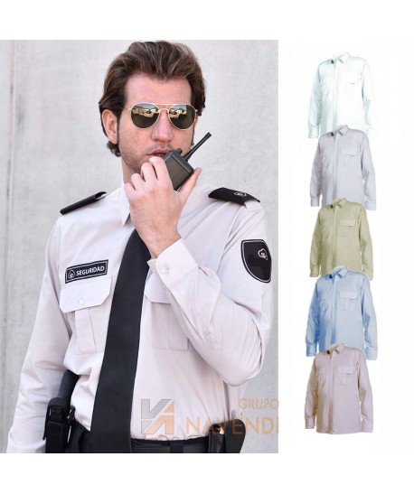 Camisa manga larga para vigilante con galoneras y bolsillos