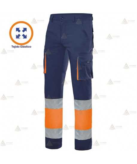 Pantalón elástico multibolsillos bicolor alta visibilidad para Protección Civil
