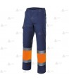 Pantalón multibolsillos forrado bicolor azul marino y naranja alta visibilidad para Protección Civil
