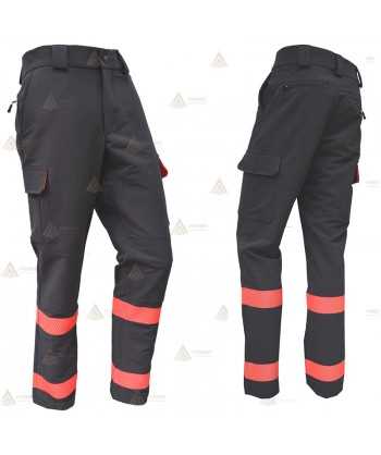 Pantalón grueso de algodón con refuerzos para parque de bomberos