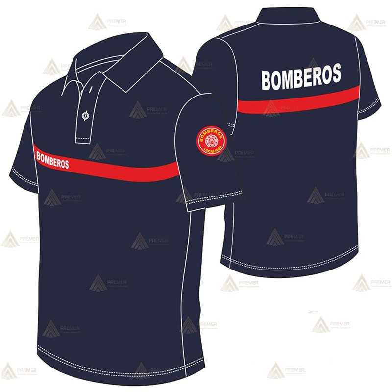 Polo técnico transpirable de manga corta para parque de bomberos