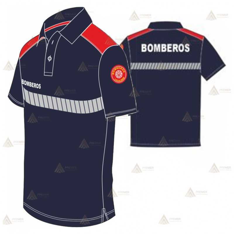 Polo técnico transpirable de manga corta para parque de bomberos