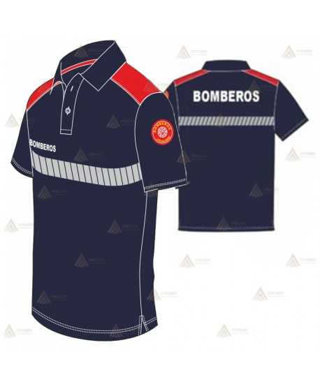 Polo técnico transpirable de manga corta para parque de bomberos