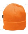 Gorro de punto acrílico con forro Insulatex para frío intenso para Protección Civil color naranja flúor
