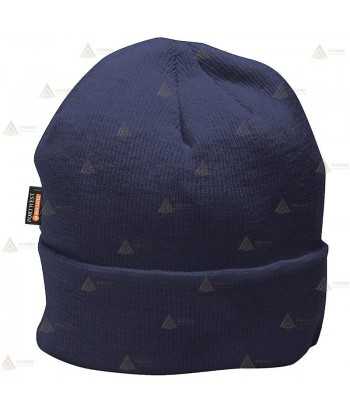 Gorro de punto acrílico con forro Insulatex para frío intenso para Protección Civil color azul marino