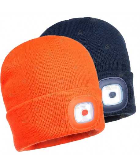 Gorro de punto negro con luz led incorporada