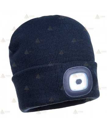 Gorro de punto azul marino con luz led incorporada