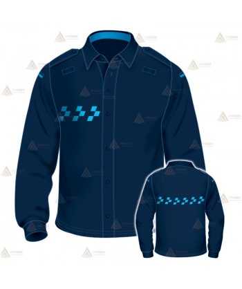 Polo mono color de manga larga con damero azul para Policía