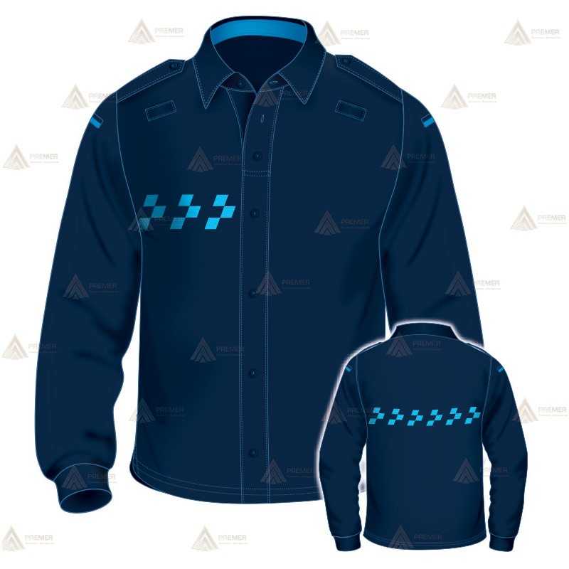 Polo mono color de manga larga con damero azul para Policía